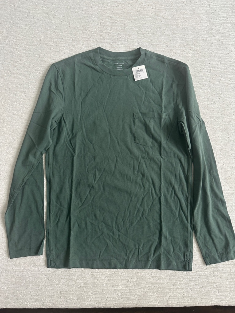 Club Monaco Men's Long Sleeve Pocket Tee - Aloe Green NWT